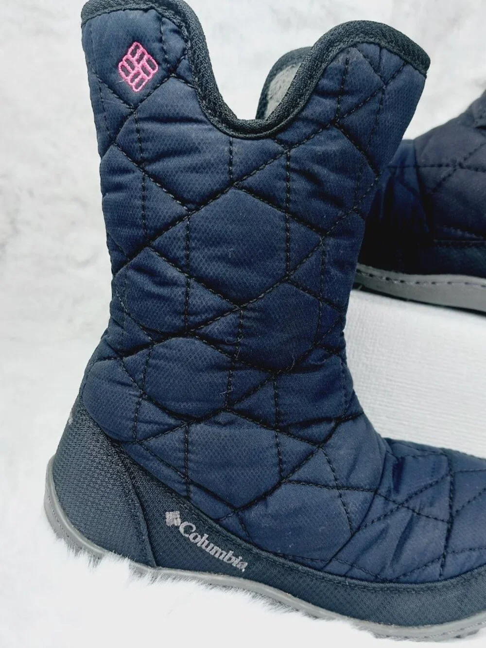 Columbia Girl's Black Minx Slip IV Waterproof Quilt Mid Snow Boots Size 2